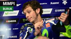 Berita video pembalap Movistar Yamaha, Valentino Rossi, memiliki mimpi buruk di MotoGP Italia.