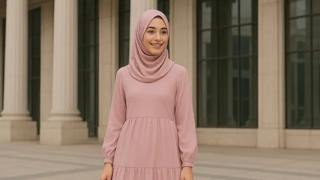 7 Pilihan Gamis Ruffle Layer Kekinian 2025, Tampil Lebih Stylish - Hot ...