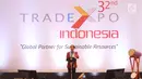 Presiden Joko Widodo memberi sambutan saat pembukaan pameran Trade Expo 2017 di ICE BSD, Tangerang Selatan, Rabu (11/10). Pameran dagang terbesar di Indonesia ini diikuti oleh 1.100 perusahaan nasional. (Liputan6.com/Angga Yuniar)