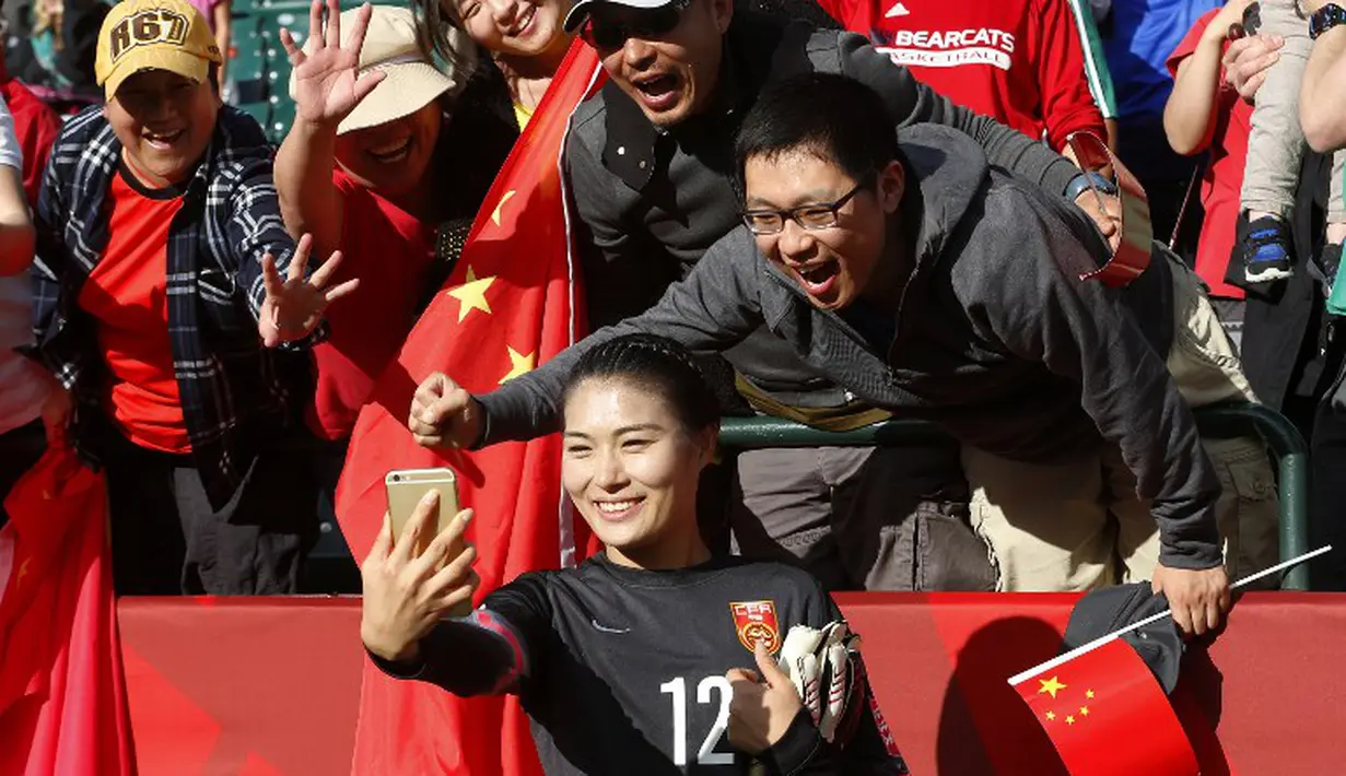 Wang Fei, kiper Tiongkok di Piala Dunia Wanita 2015. (AFP)