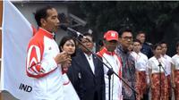 Presiden Jokowi saat melepas Kontingen Indonesia ke SEA Games 2019 di Istana Kepresidenan Bogor, Rabu (27/11). (BPMI)