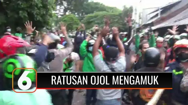 VIDEO: Ratusan Pengemudi Ojek Daring Ngamuk dan Serang Kantor Penagih Utang, Kenapa?