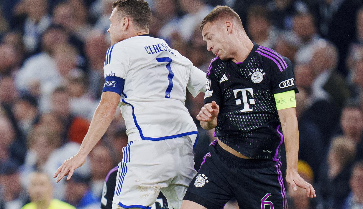 Bayern sejatinya sempat tertinggal lebih dahulu akibat gol Lukas Lerager. (Liselotte Sabroe/Ritzau Scanpix via AP)