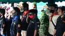 Peserta mengikuti Upacara Peringatan HUT ke-75 RI di Situ Tujuh Muara Pamulang, Tangerang Selatan, Senin (17/8/2020). Upacara yang diikuti ratusan aktivis lingkungan hidup dan juga organisasi kepemudaan itu bertujuan agar pemerintah terus menjaga keberadaan situ. (Liputan6.com/Faizal Fanani)