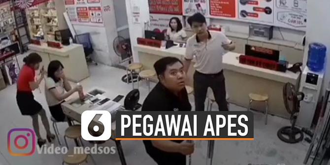 VIDEO: Apes, Tutup Pintu Kaca Tiba-Tiba Pecah, Ekspresi Pegawai Toko ini