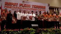 Tiga pasangan calon Pilkada Kota Malang, Jawa Timur, ditetapkan dalam pleno terbuka KPU setempat (Liputan6.com/Zainul Arifin)