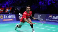 Jonatan Christie tampil brilian pada turnamen Thomas Cup 2026 melawan Aljazair. (Dok. PBSI)