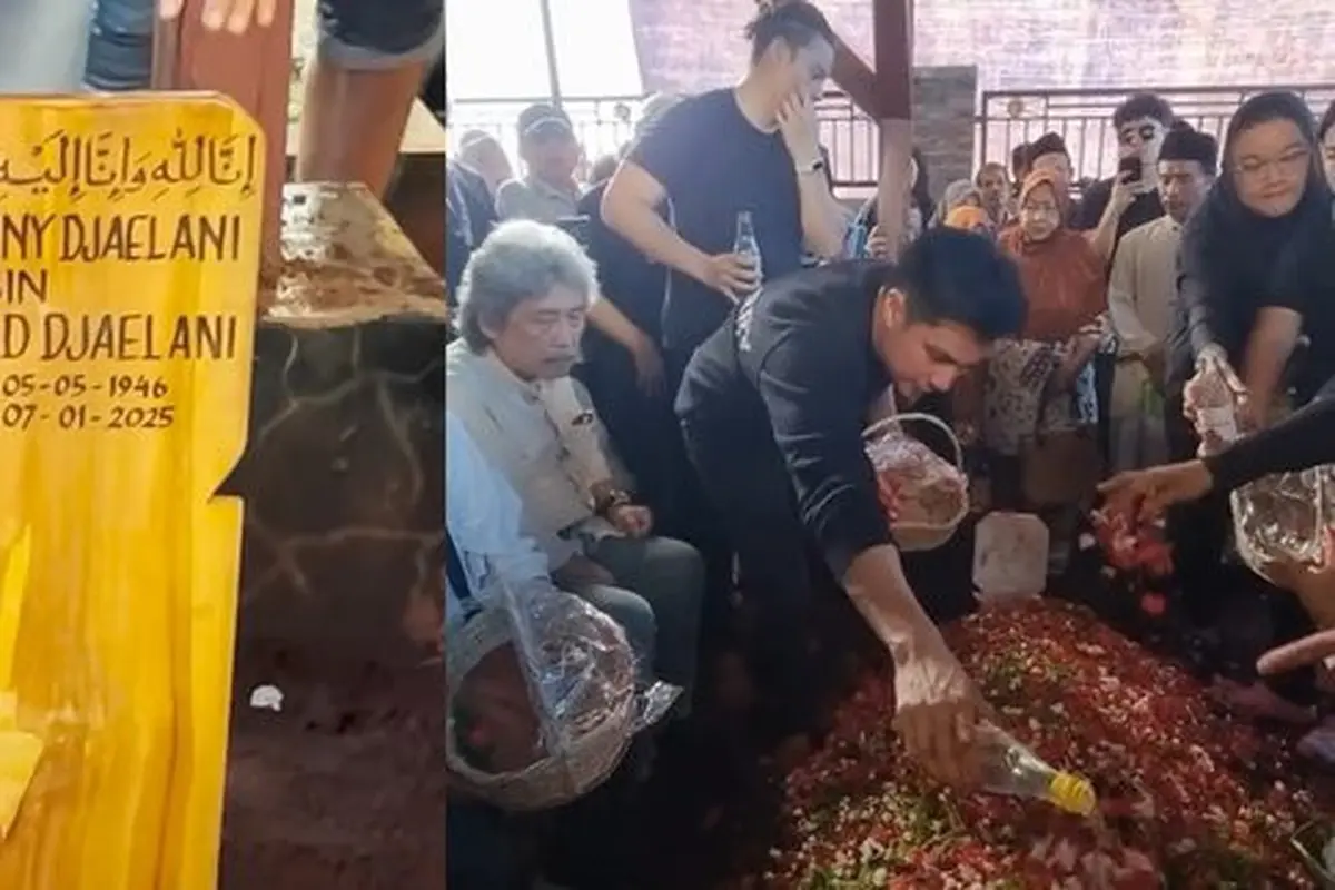 Momen Haru Pemakaman Ayah Baim Wong ada Disamping Istri. (instagram/baimwong)