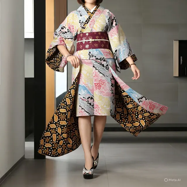 Model Baju Batik Atasan dan Bawahan Rok Terbaru #10: Kimono Batik dengan Rok Pensil