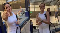 Potret Yura Yunita latihan tenis (sumber: Instagram/yurayunita)
