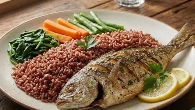 Nasi Merah Ikan Panggang/Gemini AI