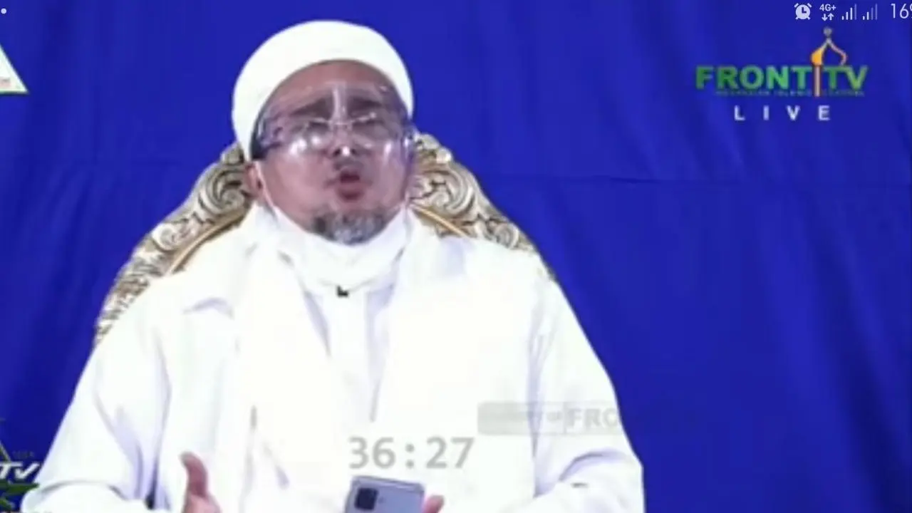 Pemimpin FPI Rizieq Shihab di Dialog Nasional Reuni 212.