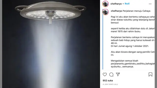 Unggahan Chef Haryo Pramoe. (Foto: Instagram @chefharyo)