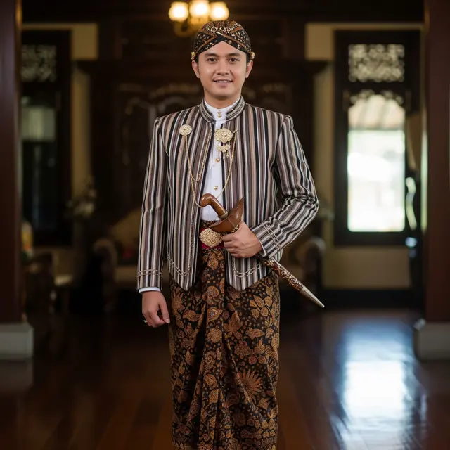 Model Baju Batik Lurik Pria yang Memukau (Image by Gemini AI)
