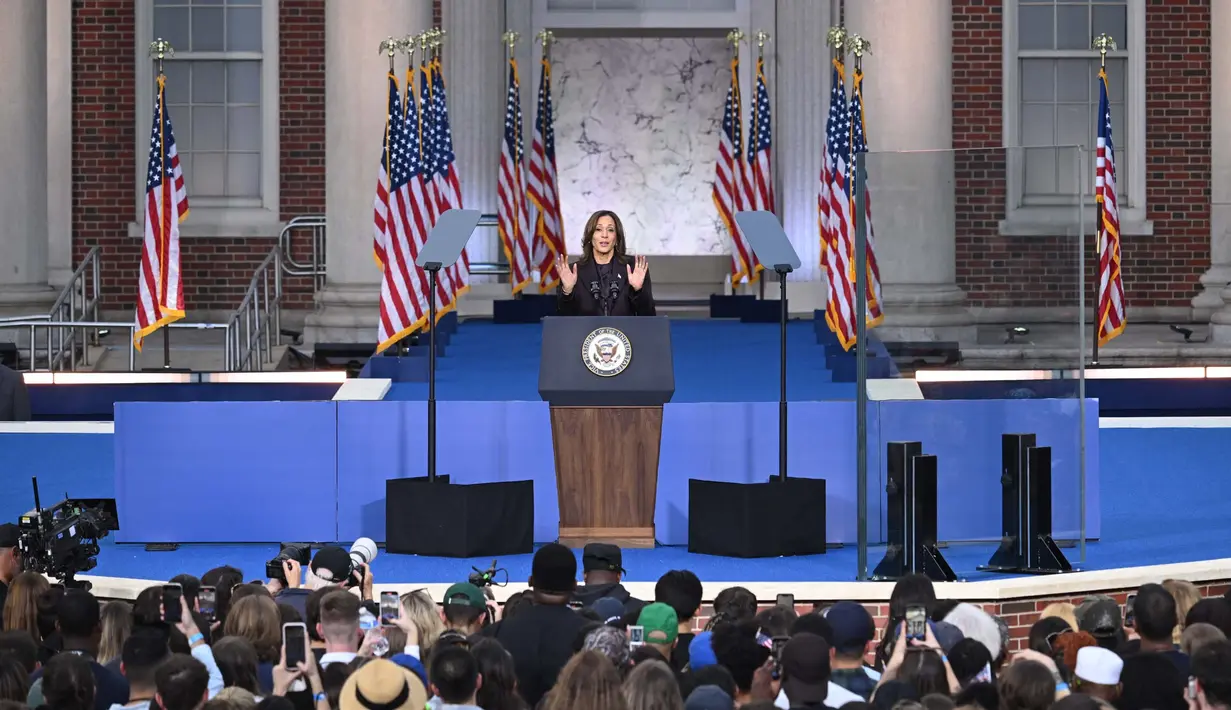 Donald Trump berhasil meraih 277 suara dari total 538 suara elektoral. Sementara, Kamala Harris meraih 224 suara elektoral. (SAUL LOEB/AFP)