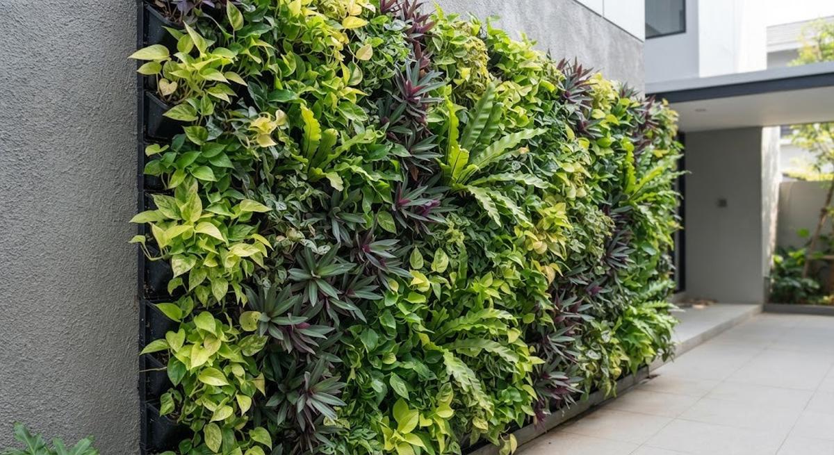 Desain Vertikal Penuh Daun Rambat