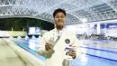 Medali perunggu dipersembahkan oleh Joe Aditya Wijaya Kurniawan. Dia turun di nomor 100m gaya kupu-kupu putra di Aquatic Center, Huamark Sports Complex, Bangkok. Joe Aditya Wijaya Kurniawan berhasil mencatatkan waktu 53,14 detik, hanya kalah dari Zheng Wen Quah dari Thailand yang membukukan 52,25 detik. (Dok. Akuatik Indonesia)