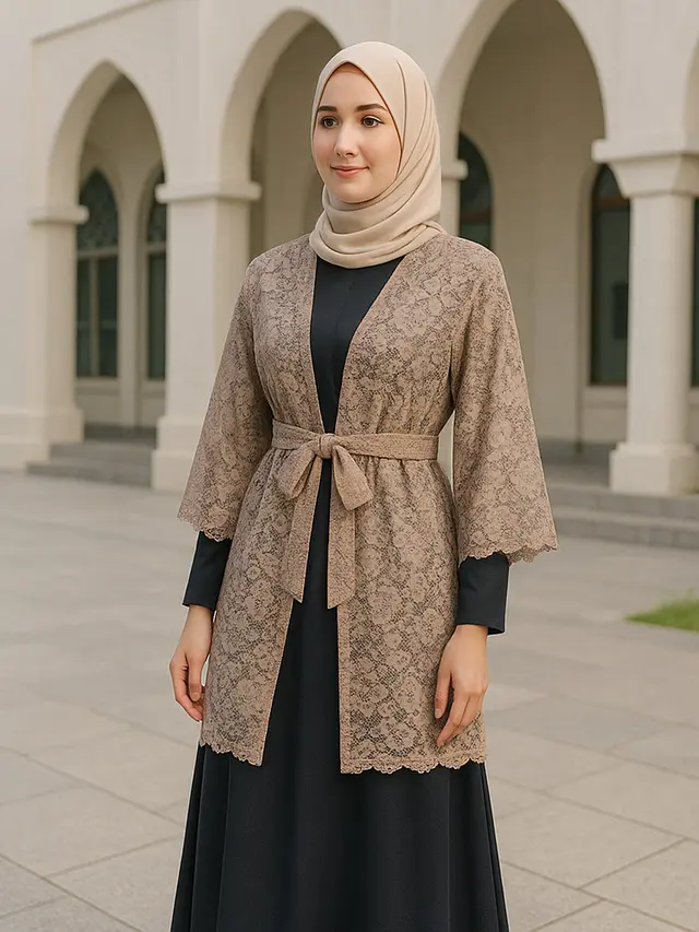 Gamis Outer Brokat agar Penampilan Makin Anggun dan Elegan