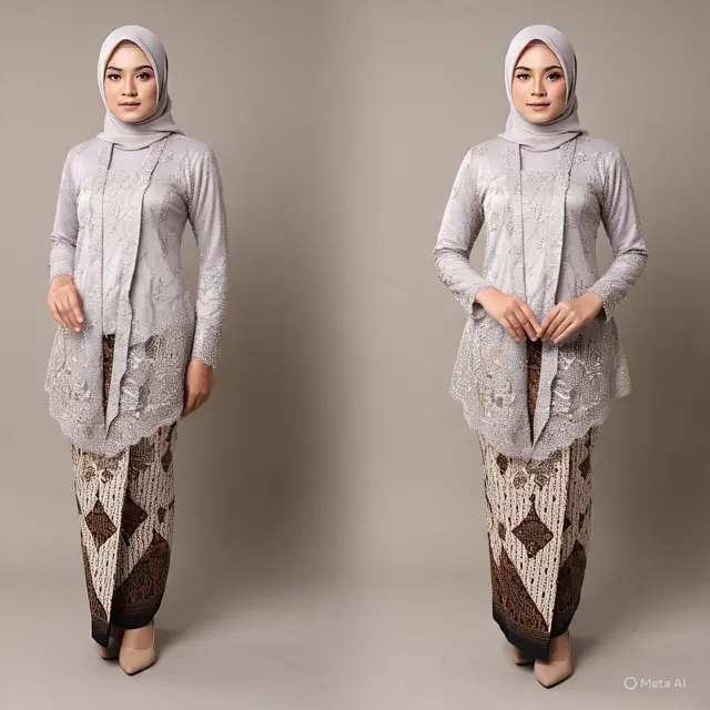 Kebaya Muslimah Tertutup dengan Hijab Terintegrasi
