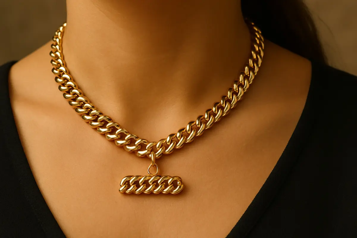 Model Kalung Rantai Tebal dengan Liontin untuk Ibu-Ibu