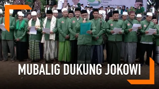 Ribuan mubalig di Cianjur, Jawa Barat memberikan dukungan kepada pasangan Jokowi-Ma'ruf Amin pada Pilpres 2019.