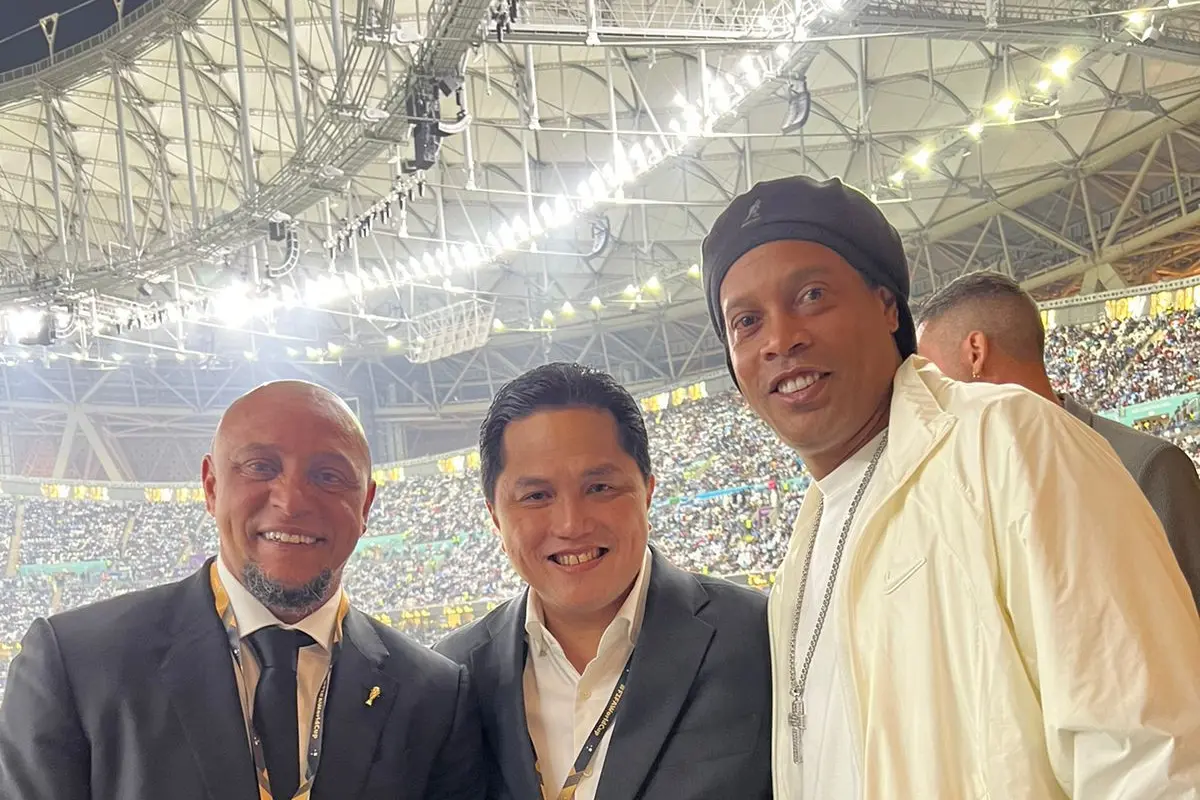 Menteri BUMN Erick Thohir menonton langsung semifinal Piala Dunia 2022 di Stadion Lusail, Qatar, Selasa, (13/12)