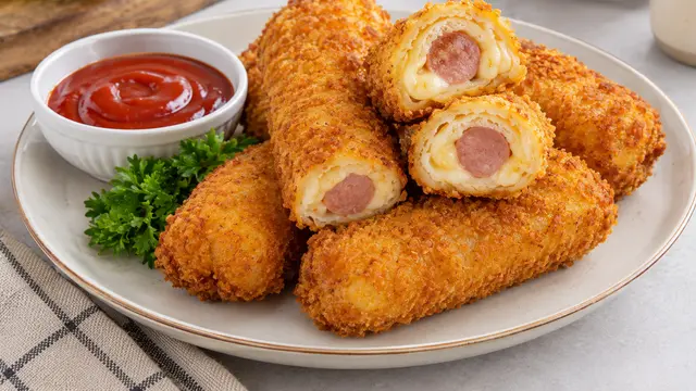 Resep Sandwich Gulung Sosis Keju Versi Crispy Tepung Panir
