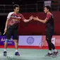 Ganda putra Indonesia Hendra Setiawan/Mohammad Ahsan mengalahkan pasangan Inggris Marcus Ellis/Chris Langridge pada babak pertama Toyota Thailand Open 2021 di Impact Arena, Bangkok, Rabu, 19 Januari. (foto: BWF-limited acces)