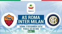 Jadwal Serie A 2018-2019 pekan ke-14, AS Roma vs Inter Milan. (Bola.com/Dody Iryawan)