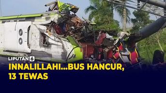 VIDEO: Hancur Parah, Bus Terguling di Tol Surabaya Tewaskan 13 Orang