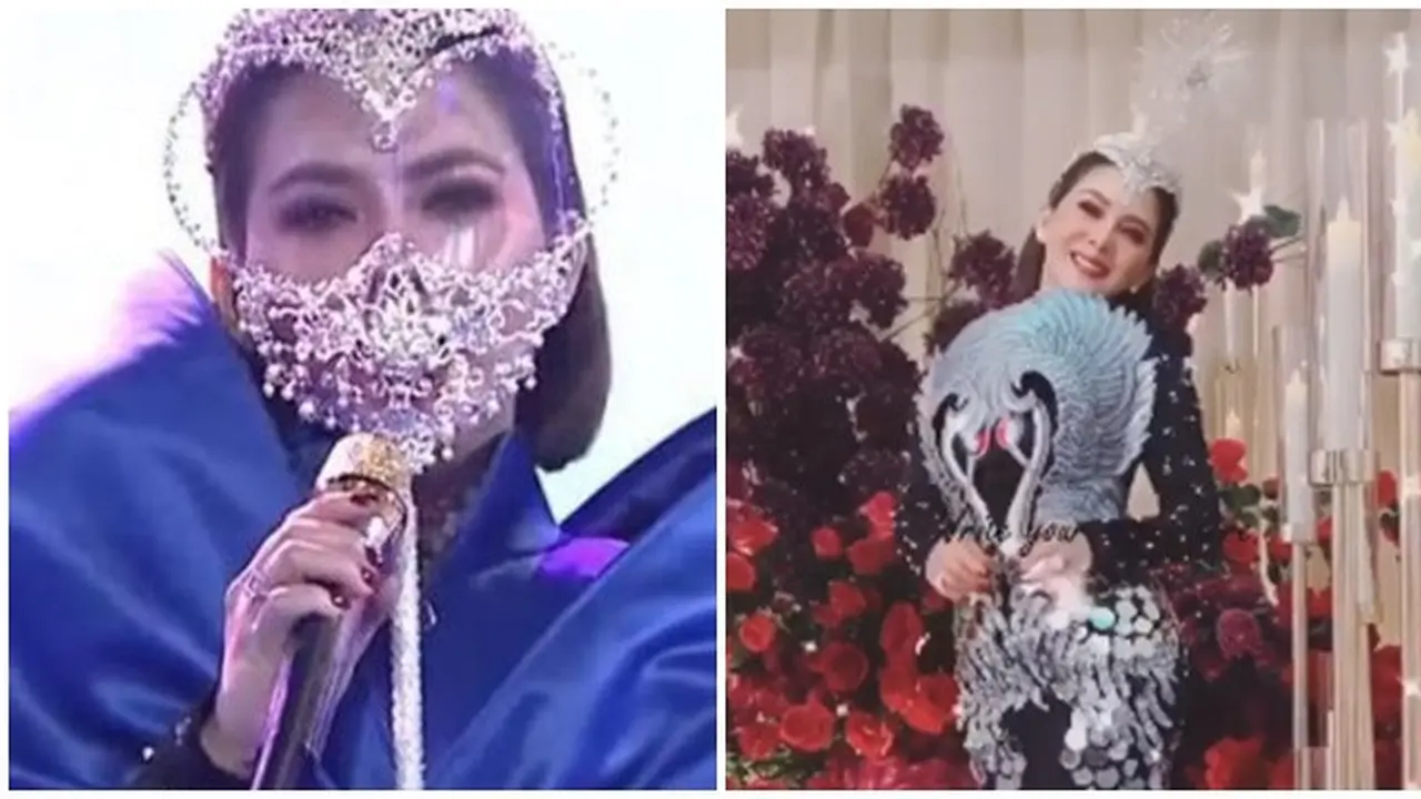 6 Potret Syahrini di HUT SCTV, Pakai Face Shield Hati dan Jubah Seberat 20 Kg
