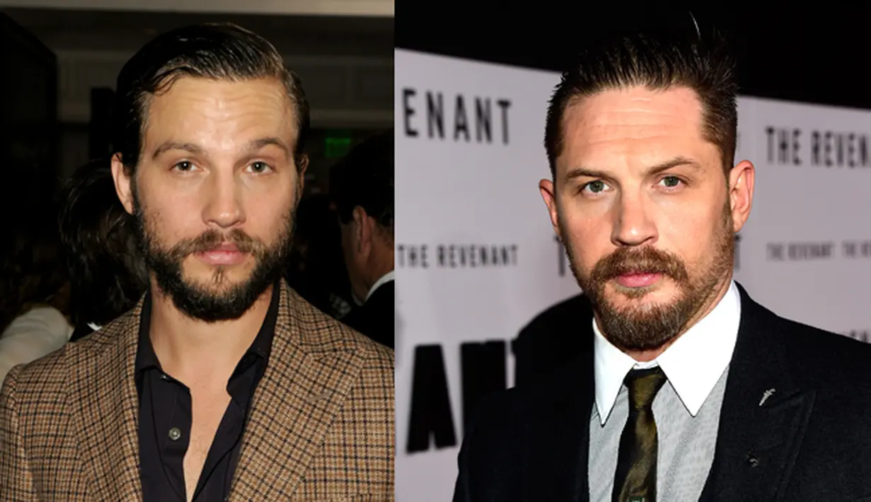 Logan Marshall-Green dan Tom hardy. Jelas sudah brewok yang membuat aktor ‘Legend’ Tom Hardy memiliki kemiripan dengan aktor pemeran ‘Prometheus’ Logan Marshall-Green. Keduanya juga memiliki ekspresi wajah yang serupa. (AFP/Bintang.com)