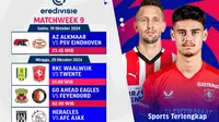 Jadwal dan link live steraming pertandingan Eredivisie 2024/25 pada matchweek 9 di Vidio pekan ini. (sum. doc. vidio.com)