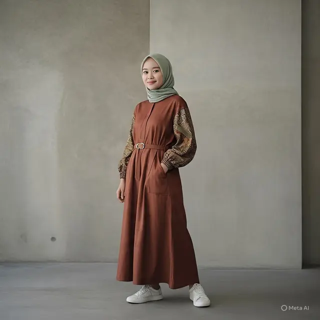 Gamis Brokat Coklat Mahogany. (Liputan6.com/MetaAI)