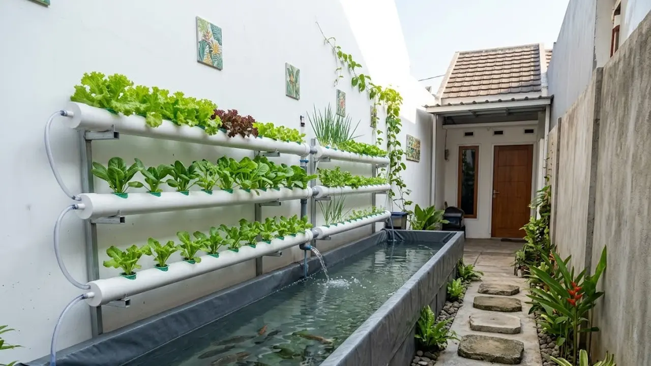 Kolam Terpal Memanjang di Samping Rumah