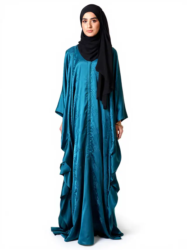 Kaftan Pesta Muslimah Ruffle Modern