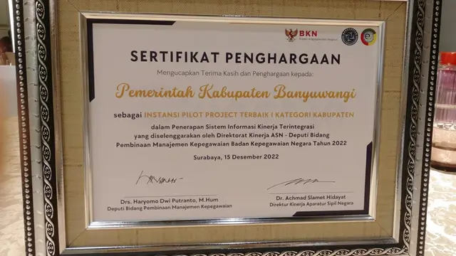 Banyuwangi Jadi Kabupaten Pilot Project Terbaik dalam Sistem Informasi Kinerja ASN