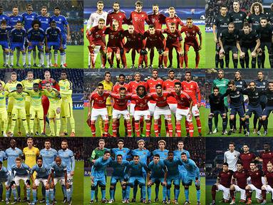 Deretan tim-tim Eropa yang siap bertarung pada babak 16 Liga Champions. (Bola.com)