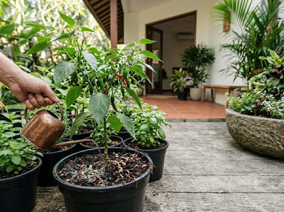 Cara Menyiram Tanaman Hias yang Benar dengan Mengatur Jarak Antarpot