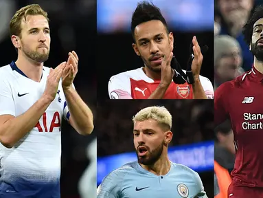 Mohamed Salah gagal menyarangkan satu gol pun ke gawang Manchester United pada laga lanjutan Premier League. Namun penyeranng Mesir tersebut masih nyaman di puncak daftar pencetak gol terbanyak Premier League. (Kolase Foto AFP)