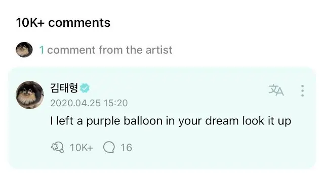 Komentar V di Weverse kepada ARMY.