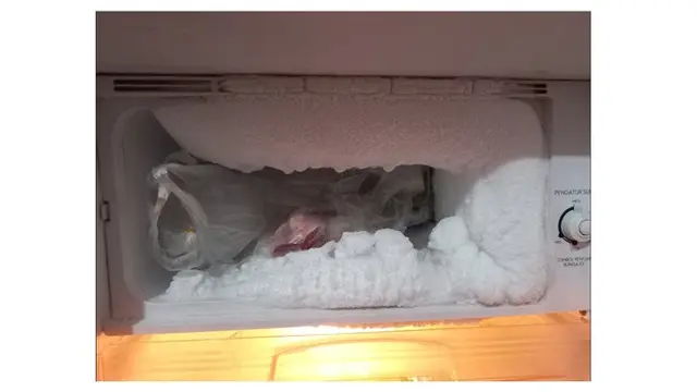 6 Potret Kulkas Penuh Bunga Es Ini Bikin Geleng Kepala, Tak Ada Ruang Tersisa