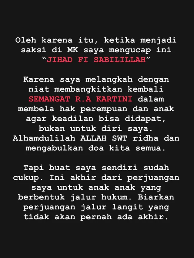 Unggahan Tsania Marwa. (Foto: Dok. Instagram @tsaniamarwa54)