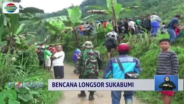 Enam korban longsor Sukabumi yang terluka dibawa ke rumah sakit. Sementara petugas hingga kini masih terus mencari puluhan orang yang dinyatakan masih hilang.