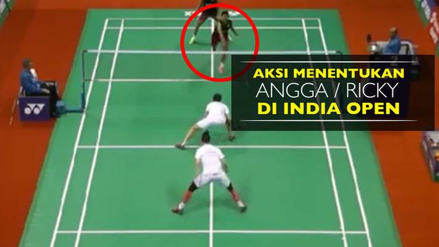 Berita video aksi menentukan ganda putra Indonesia, Angga Pratama / Ricky Karand, saat menaklukkan wakil China di semifinal India Open 2017.