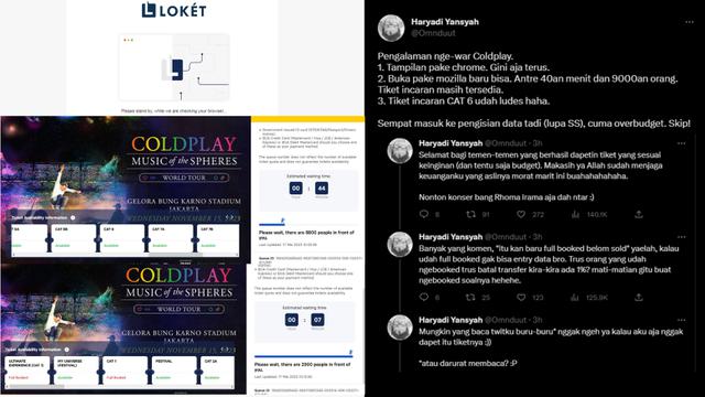 Curhatan warganet yang menyerah beli tiket konser Coldplay saat kategori yang diinginkan sudah ludes.