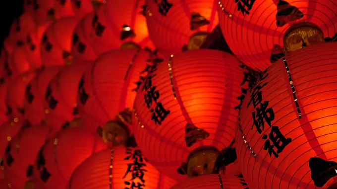 Ilustrasi lampion Tahun Baru China, Imlek