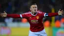 Penjualan jersey dari Manchester United berada pada posisi kedua dengan angka 1,4 juta per tahun. Jersey bernama Wayne Rooney menjadi salah satu yang terlaris. (AFP Photo/Emmanuel Dunand)