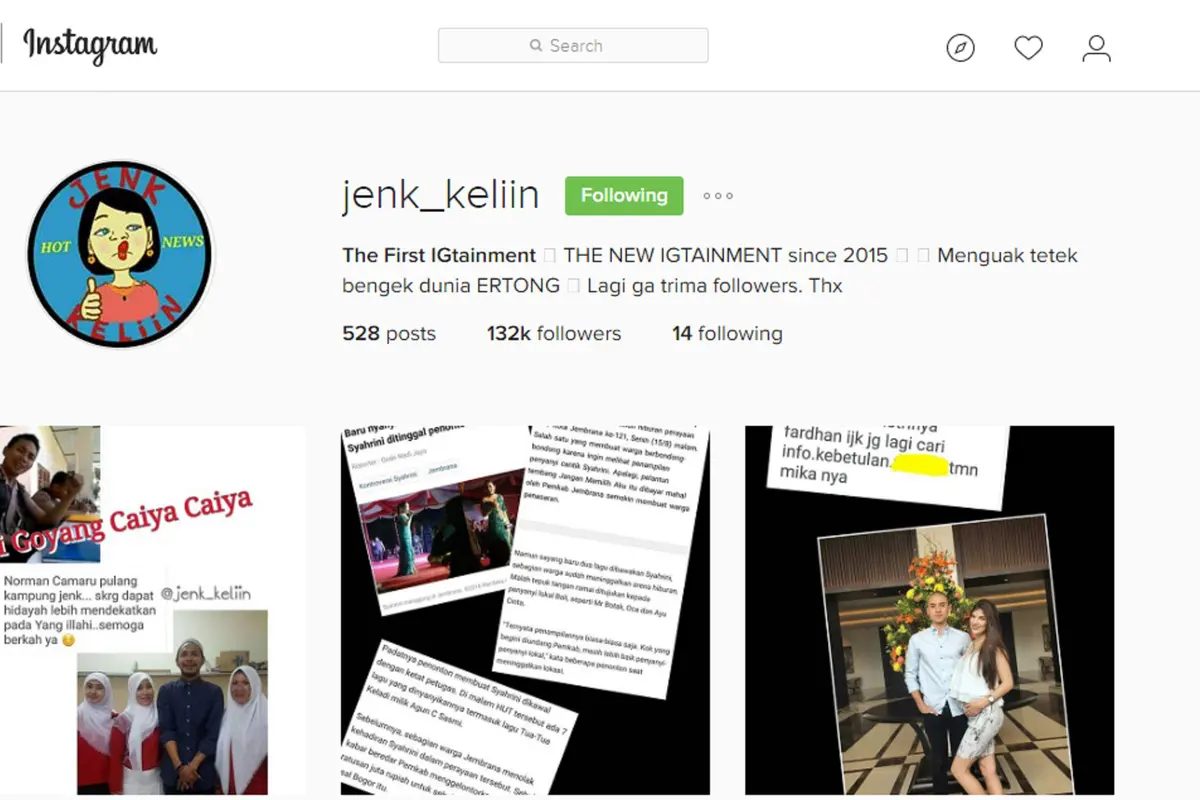 [Bintang] Akun IG jenk_keliin