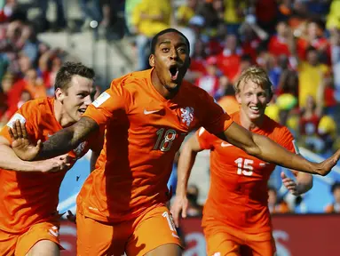 Timnas Belanda berhasil membekuk Chile 2-0 di penyisihan Piala Dunia 2014 Grup B di Stadion Corinthians, Sao Paulo, Brasil, (23/6/2014). (REUTERS/Ivan Alvarado) 